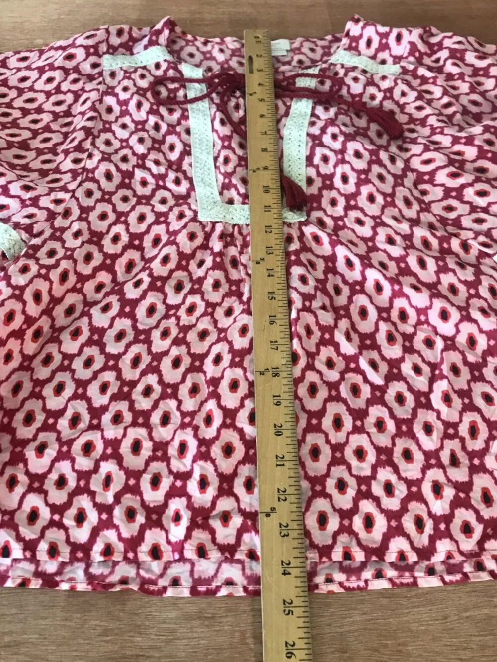 Kate Spade Live Colorfully 100% Silk Top Women M Red Floral Flutter Sleeve Boho
